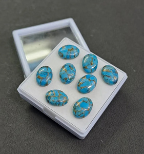 Turquesa azul cobre, cabujón ovalado, piedra preciosa suelta para la fabricación de joyas - Product Image 3