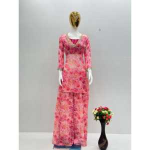 ชุดเสื้อและพลาซโซชุดปาร์ตี้พิมพ์ลายดิจิตอลที่สวยงามของผู้หญิง - Product Image 3