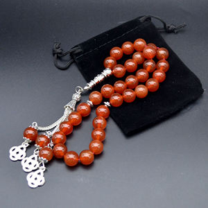 ALTAMASH CRAFT - Rosario Musulmán de Piedra Natural Ágata Plateada, Hecho a Mano, Estilo Clásico para Hombre, con Cuentas en Forma de Bola, Regalo - Product Image 1
