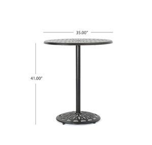 Elegante Mesa de Bar de Aluminio Fundido con Intrincados Recortes en la Superficie, Base de Pedestal Estable Resistente a la Intemperie para Patio, Balcón o Comedor - Product Image 6