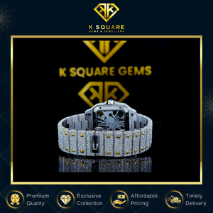 Nouvelle montre automatique à quartz en acier inoxydable avec bracelet carré, résistante à l'eau, analogique, de luxe, avec diamants en moissanite, pour unisexe - Product Image 5