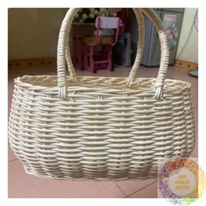 Sac fourre-tout d'été en rotin, sac à main de plage en paille naturelle tressé, accessoire de voyage rustique et tendance pour femme - Product Image 2