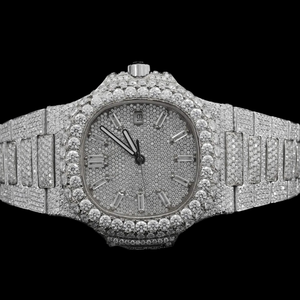 Reloj de Diseño de Alta Gama con Diamantes de Cuarzo, Unisex, Redondo, con Moissanita, Totalmente Cubierto de Diamantes, con Fecha Automática, Estilo Hip Hop - Product Image 2