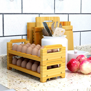 Bandeja de madera para huevos, organizador de huevos para electrodomésticos de cocina, estante de almacenamiento de huevos para el hogar - Product Image 2