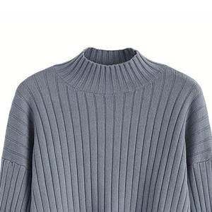 Pull en laine doux à col rond brossé pour femme, tricoté, vente directe usine, automne-hiver - Product Image 5