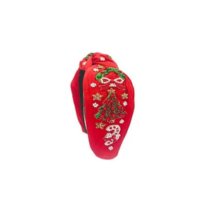 Diadema navideña hecha a mano con cuentas y nudos, accesorio para el cabello personalizado con cuentas, diadema con nudos artesanal. - Product Image 3