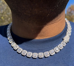 Wholesale Trendy Hip Hop <b>Chain</b> 925 Sterling <b>Silver</b> Moissanite <b>Cuban</b> <b>Chain</b> VVS Diamond Moissanite Necklace Jewelry - Product Image 2