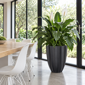 Jardinera de pino negro bonsái, acabado negro mate, con diseño de huevo acanalado, de material compuesto, inspirada en el estilo asiático, para casa de té y veranda, 4 piezas apilables - Product Image 3