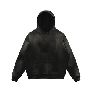 Sudadera con capucha para hombre 2026, estilo vintage, con efecto desgastado, lavado ácido, de gramaje alto, efecto descolorido por el sol, de algodón French Terry, oversize - Product Image 1