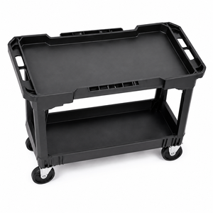 500lb Heavy Duty 2-Tier Utility Service Cart 32in Rolling Plastic Tool <b>Trolley</b> Garage Workshop Waterproof GAPGAR001 - Product Image 1