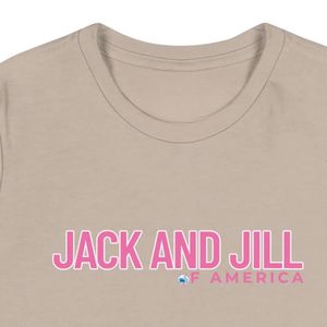 Taupe Beige Womens Jack and Jill Embroidery <b>Shirt</b> Short Sleeve Crew Neck Cotton Tee Casual Everyday Fashion Top Comfortable - Product Image 2