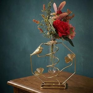 Jarrón de mesa contemporáneo de latón con diseño de pájaro y abanico, para agua, decoración para el Día de San Valentín - Product Image 6