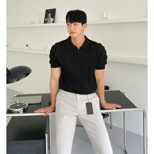Summer Men's New Knitting <b>T</b>-<b>shirt</b> Fashionable Style Slim-fit Knitted Soft Lapel <b>Collar</b> Knitwear Casual <b>T</b> <b>Shirt</b> - Product Image 3