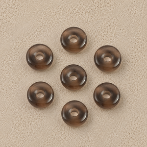 Colgante de Cuarzo Ahumado Liso en Forma de Donut de 5mm, Gema para Sanación con Cristales, Diseño de Energía Reiki para Fabricación de Joyas al por Mayor - Product Image 3