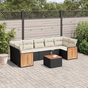 Black and Cream White Garden <b>Sofa</b> <b>Set</b> - Product Image 1