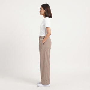 Pantalones anchos de mujer, cintura media, con cordón, casuales, de nailon y poliéster, largos, holgados, estilo urbano, pantalones de verano para damas - Product Image 2