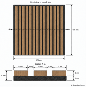 Panneau acoustique en lattes de bois avec placage en noyer et feutre pour l'isolation acoustique dans la décoration intérieure, panneau mural en bois - Product Image 2