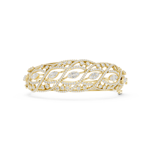 Yellow Gold Lab Grown Diamond Marquise Leaf <b>Bangle</b> <b>Bracelet</b> for Women Luxury Fine Jewelry - Product Image 2