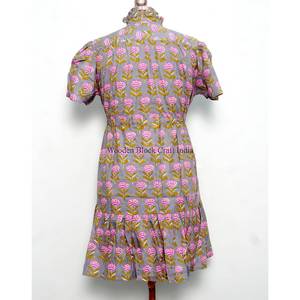 เดรสผ้าฝ้าย 100% แขนสั้นพิมพ์ลายดอกไม้สไตล์โบฮีเมียนญี่ปุ่นสำหรับสาวออฟฟิศแฟชั่นใหม่ - Product Image 6