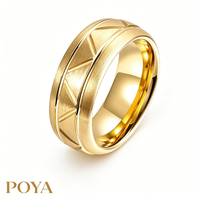 Vergoldeter Wolframcarbid-Ring mit Gebürsteter Schrägkante, Gravur und Komfortpassform, Herren-Ehering, Geschenk-Schmuck