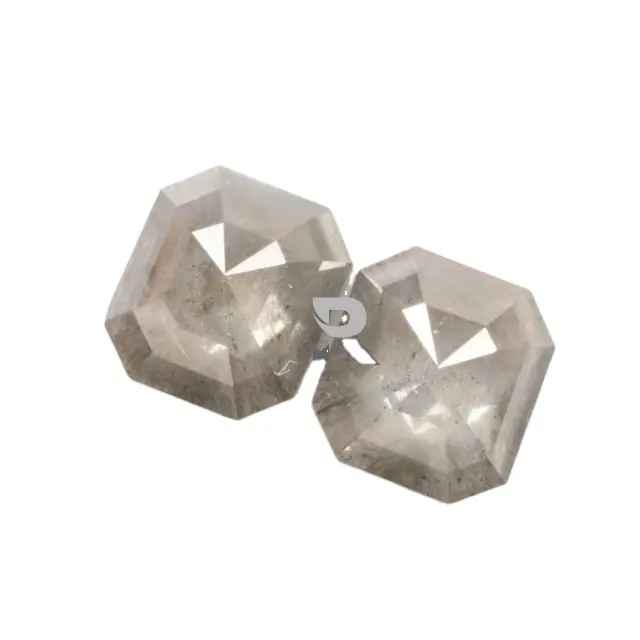 Diamante rústico de 3,65 quilates, <span class=keywords><strong>Esmeralda</strong></span> pulida, sal Natural y pimienta, par de diamantes