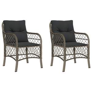 Juego de 2 Sillas de Jardín de Ratán PE Gris con Acero con Recubrimiento en Polvo, Muebles de Exterior Duraderos - Product Image 2