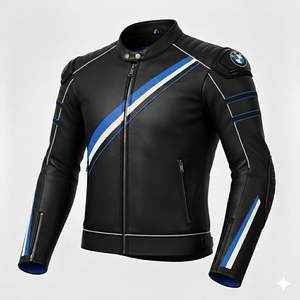 Chaqueta de Motociclista BM para Hombre/Mujer, de Cuero Vacuno, Estilo Clásico Urbano, Roadster, Cafe Racer, para Conducir/Carreras, con Certificación CE - Product Image 1