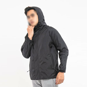 Custom Men's Polyester Zipper Windbreaker <b>Jacket</b> with High Quality Satin Printed Logo Hood-Fashionable Winter Running Gear - Product Image 2