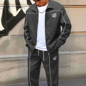 Survêtement Streetrush pour homme, imprimé uni, col contrasté, cordon de serrage, manches longues, polyester/nylon, léger, logo personnalisé - Product Image 1