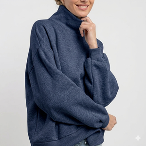 Suéter Oversize de Cuello Alto para Mujer, Tacto Suave, Algodón Premium, Uso Diario, Proveedor Mayorista - Product Image 1