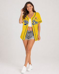 Camiseta de Béisbol Unisex Personalizada con Rayas Amarillas para Mujer, Camisa Deportiva Premium con Botones para Fanáticos del Equipo - Product Image 5