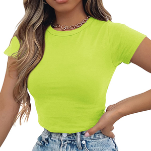 T-shirt court athlétique pour femme, tissu performant à séchage rapide, pour yoga, gym, fitness, entraînement, haut respirant à manches courtes - Product Image 1