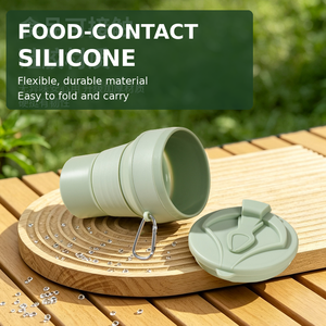 Taza de Silicona Plegable Portátil, Reutilizable, Taza de Viaje Plegable con Tapa, Ligera, para Camping, Senderismo, Actividades al Aire Libre - Product Image 1