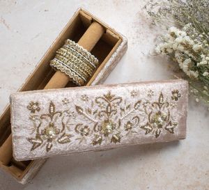 Elegant <b>Velvet</b> Jewelry <b>Box</b> Rectangle Floral Embroidered Lids for Jewellery <b>Storage</b> - Product Image 1