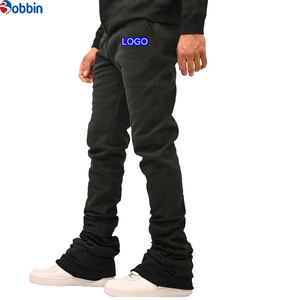 Pantalones Cómodos para Hombre, Fabricante de Pantalones Negros de Algodón Puro, Pantalones Deportivos Estilo Hip Hop, Pantalones Acampanados de Cintura Media - Product Image 1