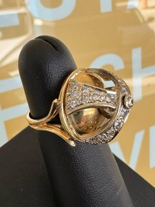 Anillo de Cóctel de Oro Real Sólido de 10K para Mujer con Diamantes Redondos Engastados en Pavé, Estilo Glamuroso, Regalo de Boda, Joyería - Product Image 2