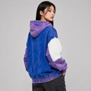 Sweats à capuche oversize délavés à l'acide pour femmes, avec couleurs personnalisées et logo frontal, respirants et écologiques pour l'hiver, en molleton 100 % coton - Product Image 3