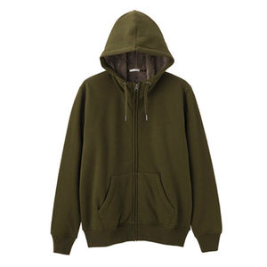 Sweat-shirt à capuche zippé en coton noir pour homme, coupe classique, décontracté, manches longues, couleur unie, fermeture éclair intégrale, poche avant, idéal pour l'automne - Product Image 5