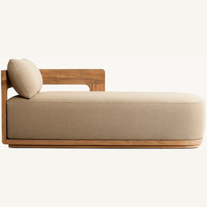 Chaise longue en teck au style moderne, idéale pour se détendre confortablement au bord de la plage et profiter de l'air frais avec un coussin en mousse souple. - Product Image 6