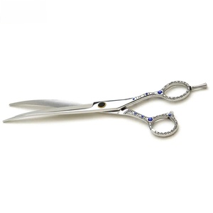 Tijeras de Peluquería Profesionales de Acero Inoxidable, Punta Afilada, para Diestros, Mango Largo de Plástico, No Plegables, con Dientes Ajustables - Product Image 2