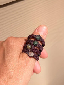 Anillo de Macramé con Ojo de Tigre, Piedra Preciosa Marrón, Cordón Ajustable, Joyería Bohemia Hecha a Mano, Joyería Curativa - Product Image 5