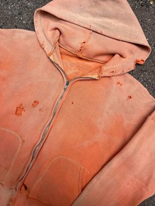 Sudadera con Capucha y Cremallera Unisex, Antiarrugas, con Tinte Digital, Color Naranja, Estilo Casual para Otoño, Corte Regular, 100% Algodón, Felpa Francesa - Product Image 4