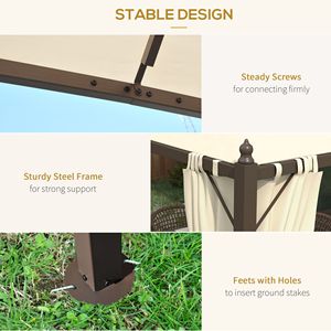 Gazebo in Metallo Beige 3x3,6m Impermeabile per Patio, Villa, Cortile, Parco e Arredamento Esterno per Centri Commerciali - Product Image 6
