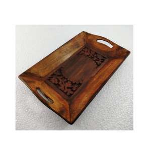 Plateau en bois naturel fait main, plateau de service en bois de qualité supérieure pour la cuisine et la maison - Product Image 1