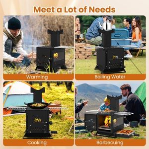 Réchaud de camping portable à bois pour la randonnée en plein air, les voyages et les grillades - Product Image 4