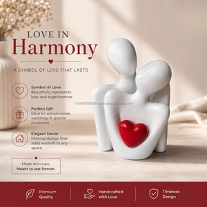 AG Elements Couple en céramique pour ensemble de figurines, sculpture abstraite décorative moderne, romantique, Saint-Valentin, artisanale, pour la maison - Product Image 4