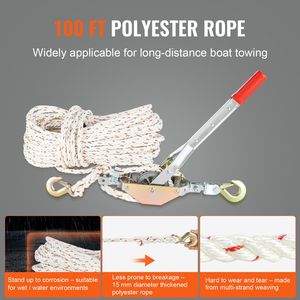 Estrattore di potenza pesante da 3/4 tonnellate (1,653 libbre) 100 0.6 \ "Dia. Corda 2 ganci verricello per barche in movimento di sicurezza oggetti di trasporto - Product Image 3
