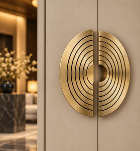 Poignée de porte ronde concentrique, finition dorée, poignée de meuble géométrique, quincaillerie décorative pour portes intérieures de luxe - Product Image 5