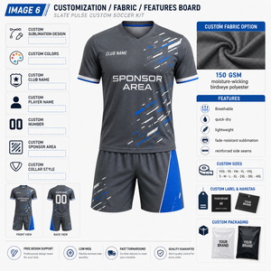 Custom Name Number Print <b>Soccer</b> Kit Jersey Shorts Four Way Stretch Fabric 100% Polyester Ventilated Mesh Back Panel OEM Teams - Product Image 2