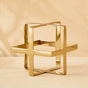 Conjunto de Esculturas Geométricas Modernas en Forma de Cubo Dorado, Portavelas de Metal, Decoración para Mesa del Hogar, Adornos Decorativos, Figura Dorada de Estilo Rústico - Product Image 2